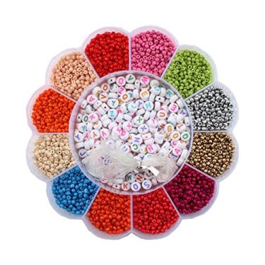 Imagem de AMLESO Miçangas multicoloridas de 500 x 3 mm, suprimentos de missangas com letras 300 x Crafting espaçadoras faça você mesmo para colar,