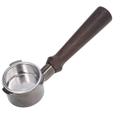 Imagem de Filtro de porta de café, filtro de portafilter de café sem fundo de 51 mm com alça preta ergonômica para máquinas de café de escritório em casa