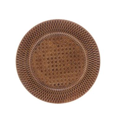 Imagem de Sousplat Plástico Pp Textura Rattan Marrom 33cm - Bon Gourmet