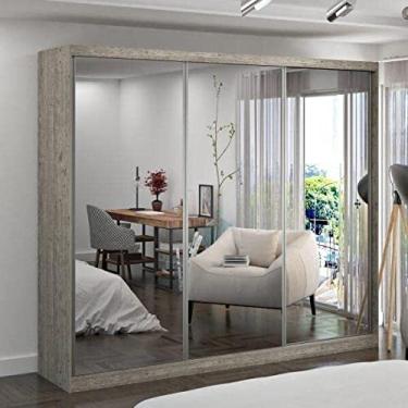 Imagem de Guarda Roupa Casal com Espelho 3 Portas de Correr 2 Gavetas Mdf Mm7320e3 Espresso Móveis Demolição