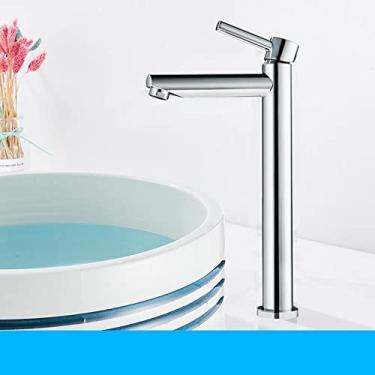 Imagem de Torneira de lavatório alta cromada preta Torneira de guindaste para lavatório de banheiro Torneira de lavatório de água quente quente Torneira de guindaste, F