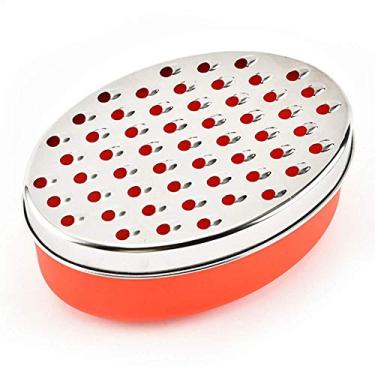 Imagem de ralador cortador de frutas e vegetais cozinha recipiente multifuncional ralador de queijo em aço inoxidável caixa oval fácil de limpar rápido e prático