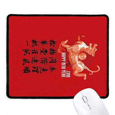 Imagem de Mousepad Happy New Year Rooster antiderrapante para jogos, escritório, bordas costuradas, presente