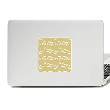 Imagem de Adesivo branco com notas musicais amarelo claro vinil paster laptop decoração PC