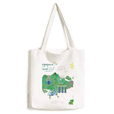Imagem de Mapa de viagem Cingapura Art Deco, presente fashion, sacola de lona, bolsa de compras, bolsa casual