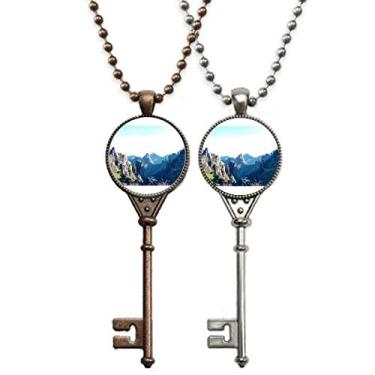 Imagem de OFFbb-USA Mountain Peaks Art Deco Presente Fashion Chaveiro Colar Pingente Joias Decoração de Casal