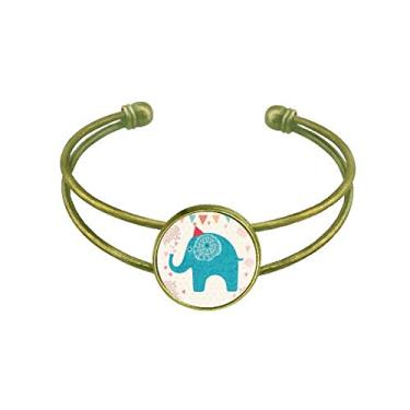Imagem de Chapéu vermelho elefante bandeira azul pulseira colorida pulseira retrô aberta joias punho aberto
