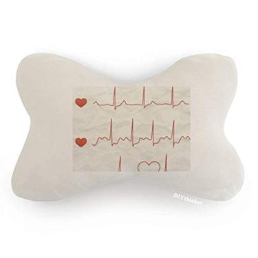 Imagem de DIYthinker Almofada para decoração de pescoço com design de coração de eletrocardiograma