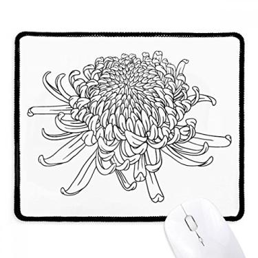 Imagem de Mousepad com contorno de planta e flor de crisântemo, tapete de borracha para jogos