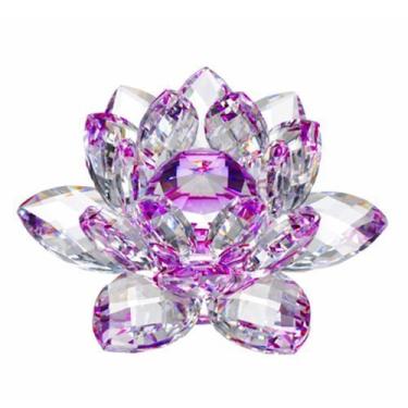 Imagem de Flor de lótus de cristal Hue Reflection, Amlong Crystal, com caixa de presente, roxo (7,6 cm)