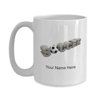 Imagem de Caneca de futebol personalizada - Caneca de café para amantes de futebol ideias crianças meninos meninas Amor - Caneca de café de 425 g