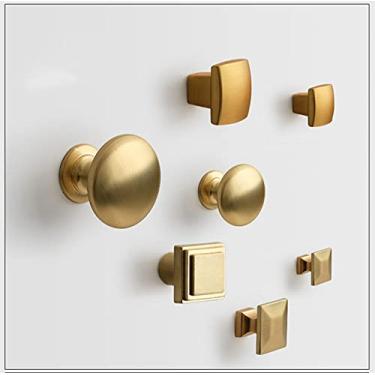 Imagem de Maçaneta redonda de ouro com cabeça quadrada imitação de cobre Maçanetas decorativas em liga de zinco, 6906, furo único