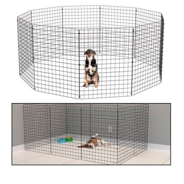 Imagem de Cercado Móvel para Cachorro Coelho 10 Telas 80cm Altura Cercadinho Pet para Adestrar Filhotes Preto