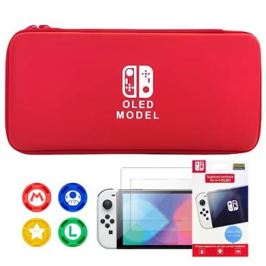 Imagem de Case Capa Nintendo Switch Oled Bolsa Estojo De Viagem para Proteção Kit com Película de Vidro e Grips