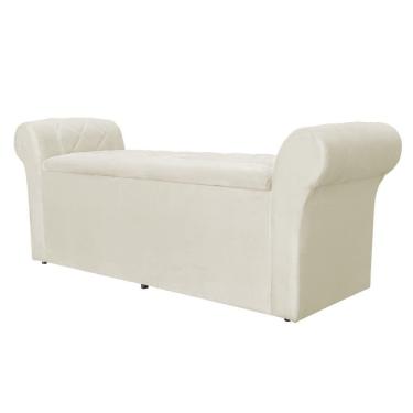 Imagem de Báu Calçadeira Cancun 90cm Suede Marfim - Vallisa Decor
