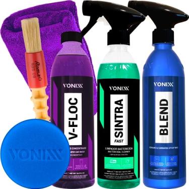 Imagem de Kit Shampoo V-Floc pH Neutro Cera Blend Spray Sintra Fast Vonixx