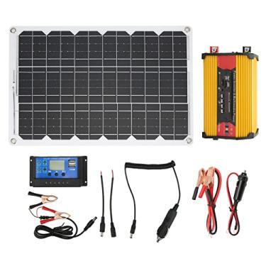 Imagem de Kit de energia solar, sistema de energia solar inversor com leitor multimídia MP3 30A controlador de carga solar 18 W painel solar portátil para gerador de estação de energia kit de painel solar (12 V a 110 V)