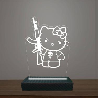 Imagem de Luminária Led 3d Hello Kitty Abajur Luxo