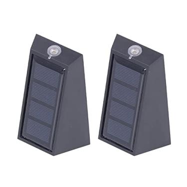 Imagem de Luz de sensor solar, luz de parede solar 2 peças ao ar livre temperatura dupla cor IP65 à prova d'água para jardim
