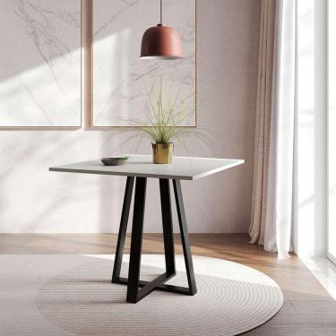 Imagem de mesa de jantar quadrada mônaco preta e branca 90 cm