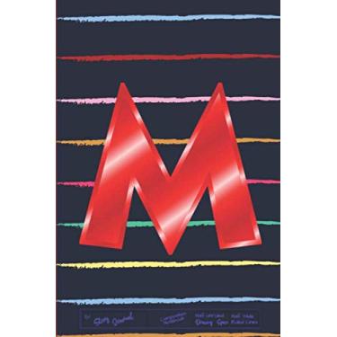 Imagem de Caderno de composição M Red Story Journal meio sem pauta espaço para desenho metade linhas pautadas: livro de trabalho em branco combinado para escrita e esboço (capa de diário personalizada com monograma inicial)