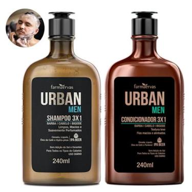 Imagem de Kit Shampoo Masculino + Condicionador Urban Men 3X1 Barba Cabelo Bigod