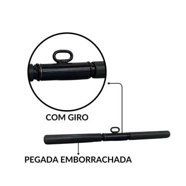 Imagem de Puxador Barra Pulley Reto Com Giro De 50cm Pegada Emborrachada Musculação Esporte Academia