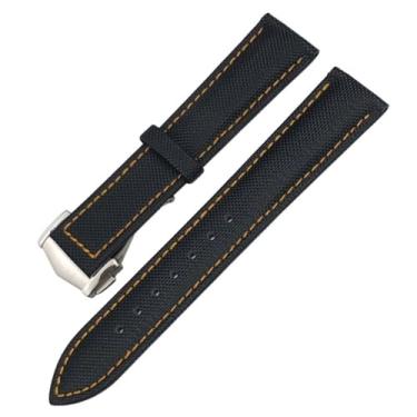 Imagem de DFAMIN Pulseira de relógio de nylon de alta densidade de 19 mm 20 mm 21 mm 22 mm para Omega Planet Ocean Seamaster 300 Speedmaster tecido couro lona relógio pulseira (cor: preto laranja pontiagudo,
