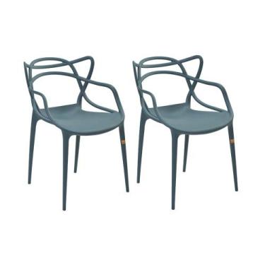 Imagem de Kit 2 Cadeiras Decorativas Sala E Cozinha Feliti (Pp) Verde Petróleo G