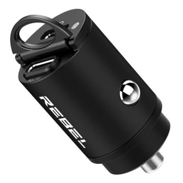 Imagem de REBEL Carregador de carro USB C duplo de 45 W, carregamento rápido 12V/24V, menor moldura de metal, PD45W, QC 5.0/4.0/3.0 adaptador de isqueiro para iPhone 15 Pro Max Plus 14, 13, 12, iPad, Samsung