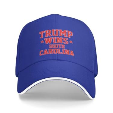 Imagem de Boné de beisebol vintage 2024 Trump WINS South Carolina Truckers ajustável para homens/mulheres boné de caminhoneiro 2024 clássico original azul, Azul, G