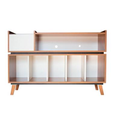 Imagem de Estante Para Discos de Vinil Toca Discos e Receiver (Louro Freijó/Branco - Sem Portas)