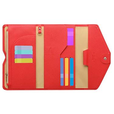 Imagem de ZOPPEN Carteira de viagem multiuso com bloqueio de RFID para passaporte Porta-cartão de vacina e passaporte, combo organizador de documentos com três dobras, essenciais para viagem, One Size, Casual