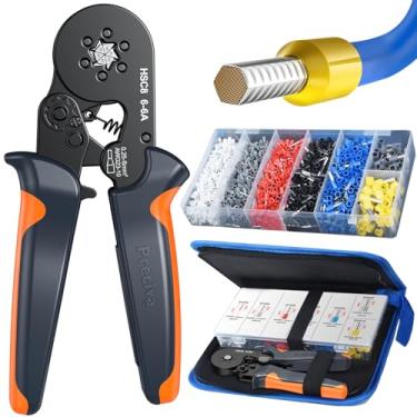 Imagem de Preciva Kit de ferramentas de crimpagem de virola com conectores de fio de 1900 peças, kit de crimpagem de terminais de fio catraca autoajustáveis AWG23-10 hexagonal AWG23-10