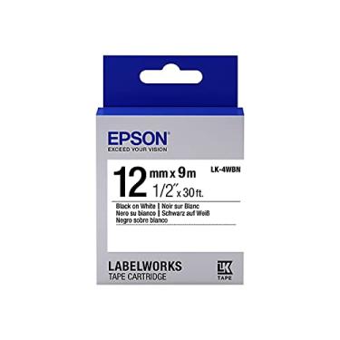 Imagem de EPSON Cartucho de fita LabelWorks Standard LK (Substitui LC) ~ 1,27 cm preto sobre branco (LK-4WBN) - para uso com impressoras de etiquetas LabelWorks LW-300, LW-400, LW-600P e LW-700