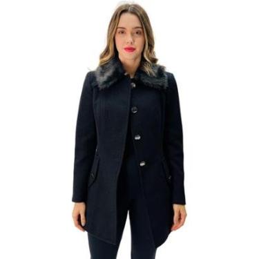 Imagem de Casaco Malise 7/8 Lã Batida Gola de Pele Feminino-Feminino