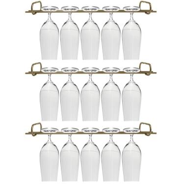 Imagem de Conjunto 3 Organizadores Porta Taças 42cm Suportes Suspensos Para Taças Dourado