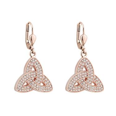 Imagem de Brincos em ouro rosé folheados a Trinity Knot com cristais de ródio