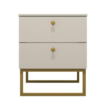 Imagem de Mesa de Cabeceira Industrial MDF com Pés Metalon Dourado PlanCasa