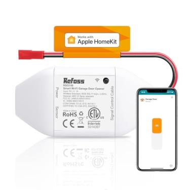 Imagem de Abridor de porta de garagem Wi-Fi inteligente, compatível com Apple HomeKit, Siri, Alexa e Google Assistant, sem necessidade de hub, controle remoto sem fio