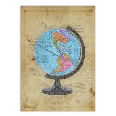 Imagem de Placa Decorativa Globo Mapa Mundi Decoração Escola Poster