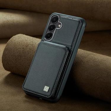 Imagem de Capa de couro tipo carteira para cartões verticais para Samsung Galaxy S24 Ultra S23 FE S21 S22 Plus A15 A25 A35 A55 Capa com suporte magnético, preta, para Sumsung S22PLUS