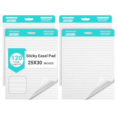 Imagem de SHARBDA Almofada de cavalete pegajosa forrada, 63,5 cm x 76,2 cm, papel de gráfico flip, papel de gráfico adesivo para professores, papel de cavalete autoadesivo grande, super adesivo e resistente a