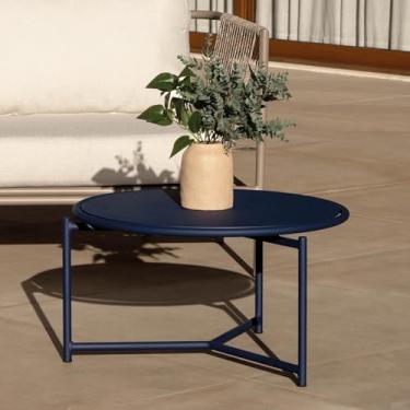 Imagem de Mesa de Centro Baixa Ø60cm Refúgio Cabecasa Madeiramadeira Azul Micro