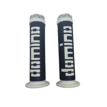 Imagem de Manopla Para Moto Domino 350 - Branco Ponta Aluminio Prata