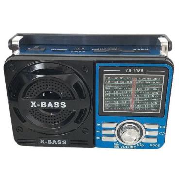 Imagem de Rádio Bass Retro Vintage Caixa De Som Usb Mp3 1088 - Import, Azul