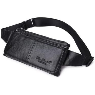 Imagem de Pochete de couro vintage para homens, 002 - Preto, 23cm(L)x6cm(D)x12cm(H) (9.05'x2.36'x4.72'), Vintage