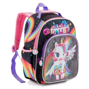Imagem de Mochila Costas Infantil Meninas Unicórnio Arco Íris - Denlex