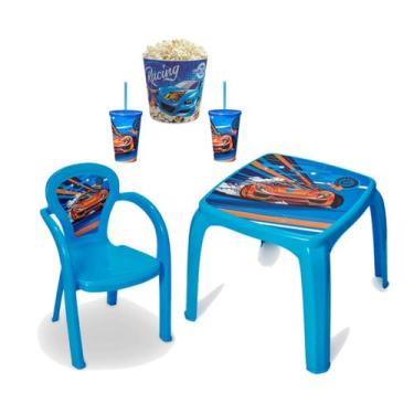 Imagem de Mesa Infantil Carro c/ 2 Cadeiras + Balde Pipoca + 02 Copos - Usual Ut