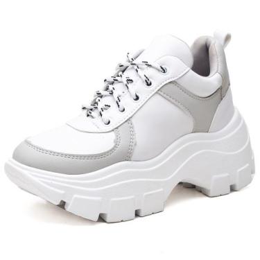 Imagem de Tenis Sneaker Chunky Casual Ec Shoes Detalhes Recortes, 36, Branco